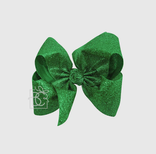 Emerald Glitter Hair Bow 5.5"