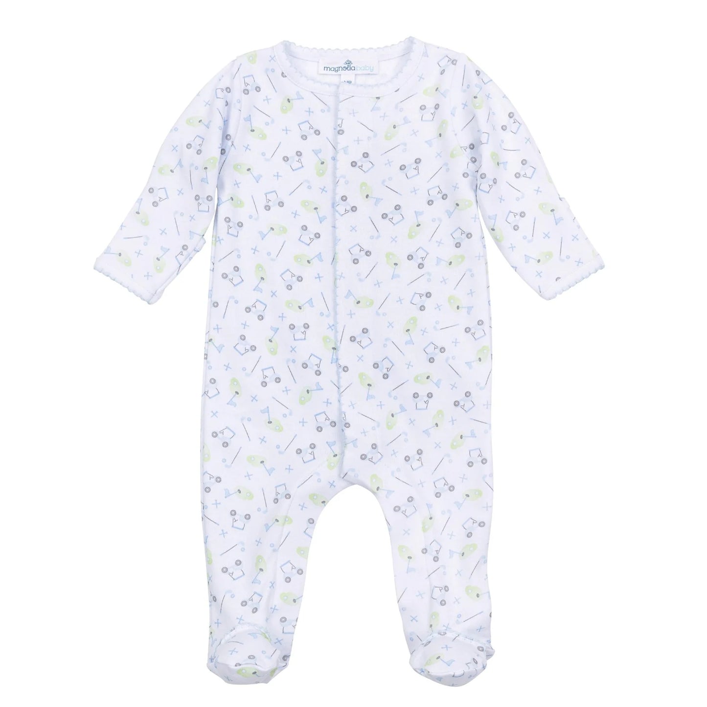 Blue Tiny Tee Time Zipper Footie