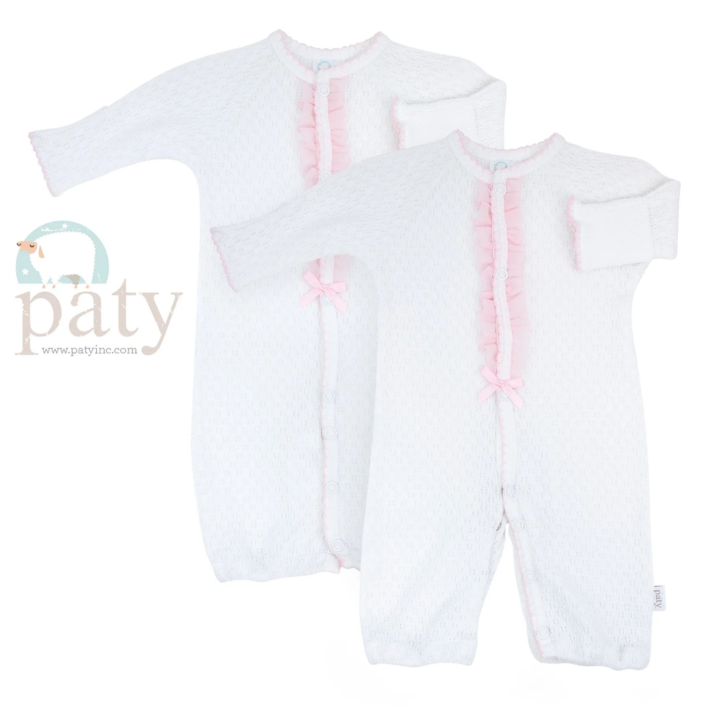 Paty Knit Converter w/ Chiffon Ruffle - Pink