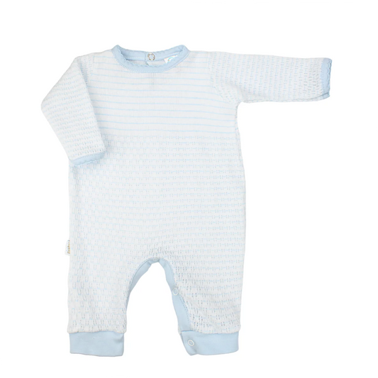 Pinstripe Paty Knit Romper - Blue
