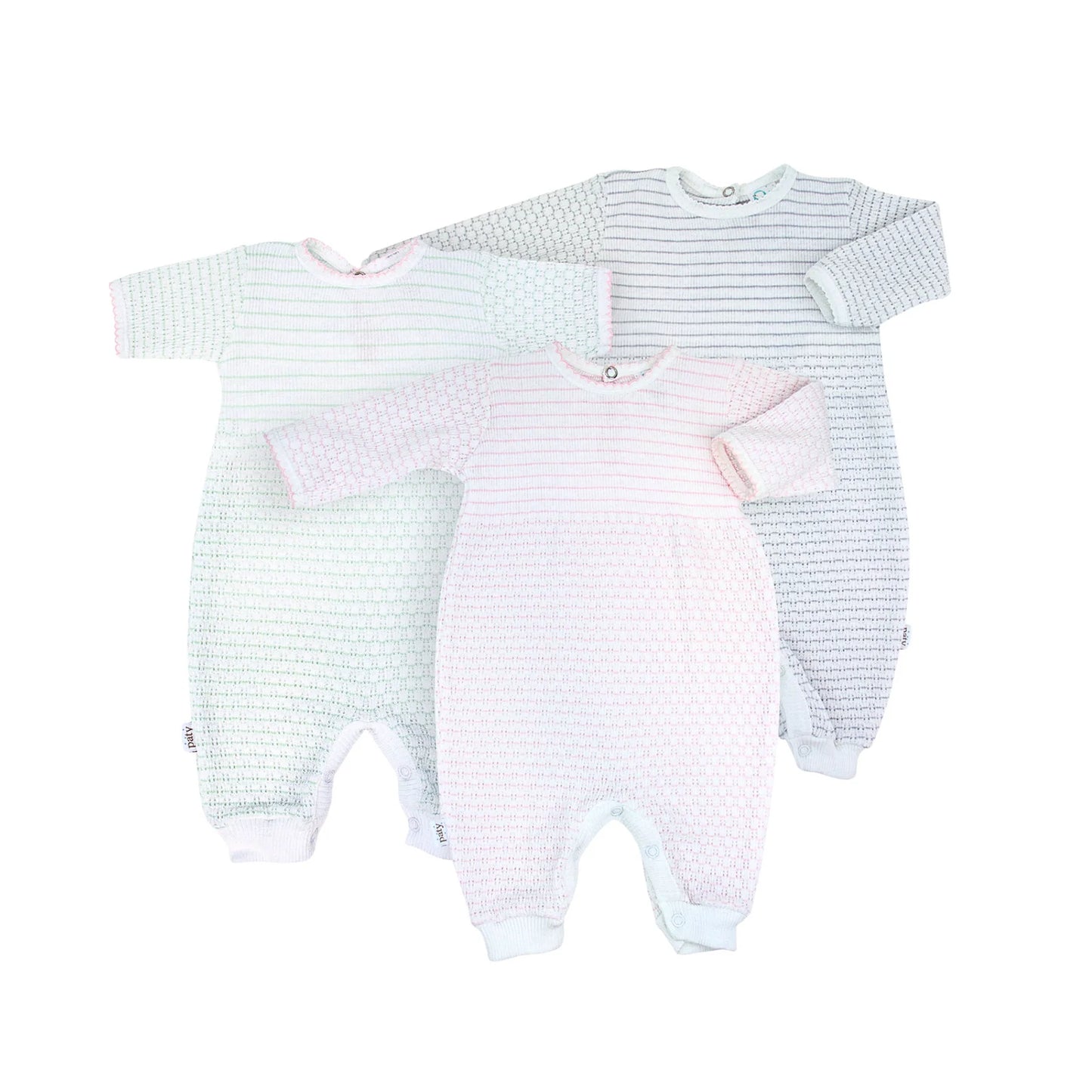 Pinstripe Paty Knit Romper - Pink