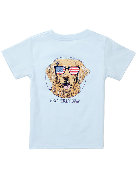 Boys Patriot Dog SS Periwinkle