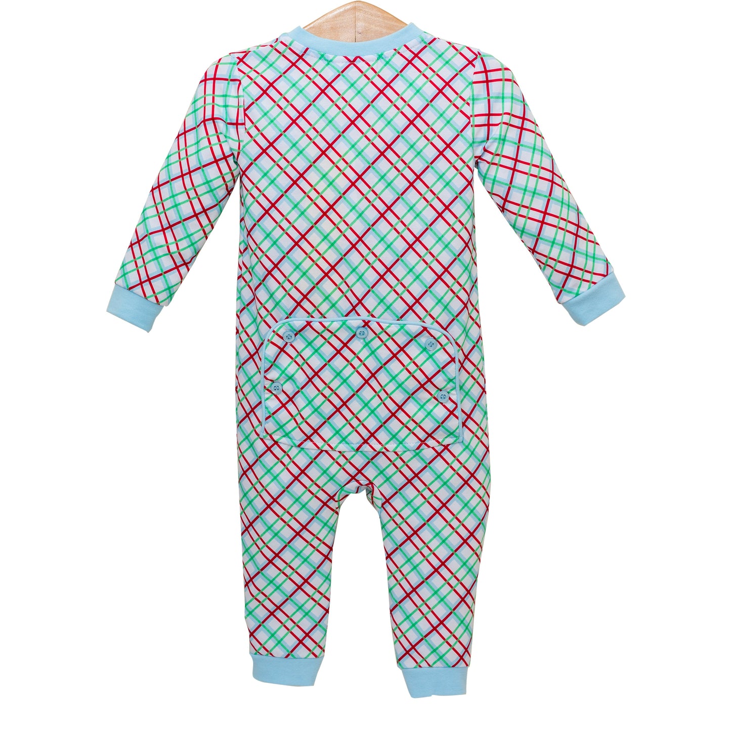 Blue Merry & Bright Christmas Plaid Romper