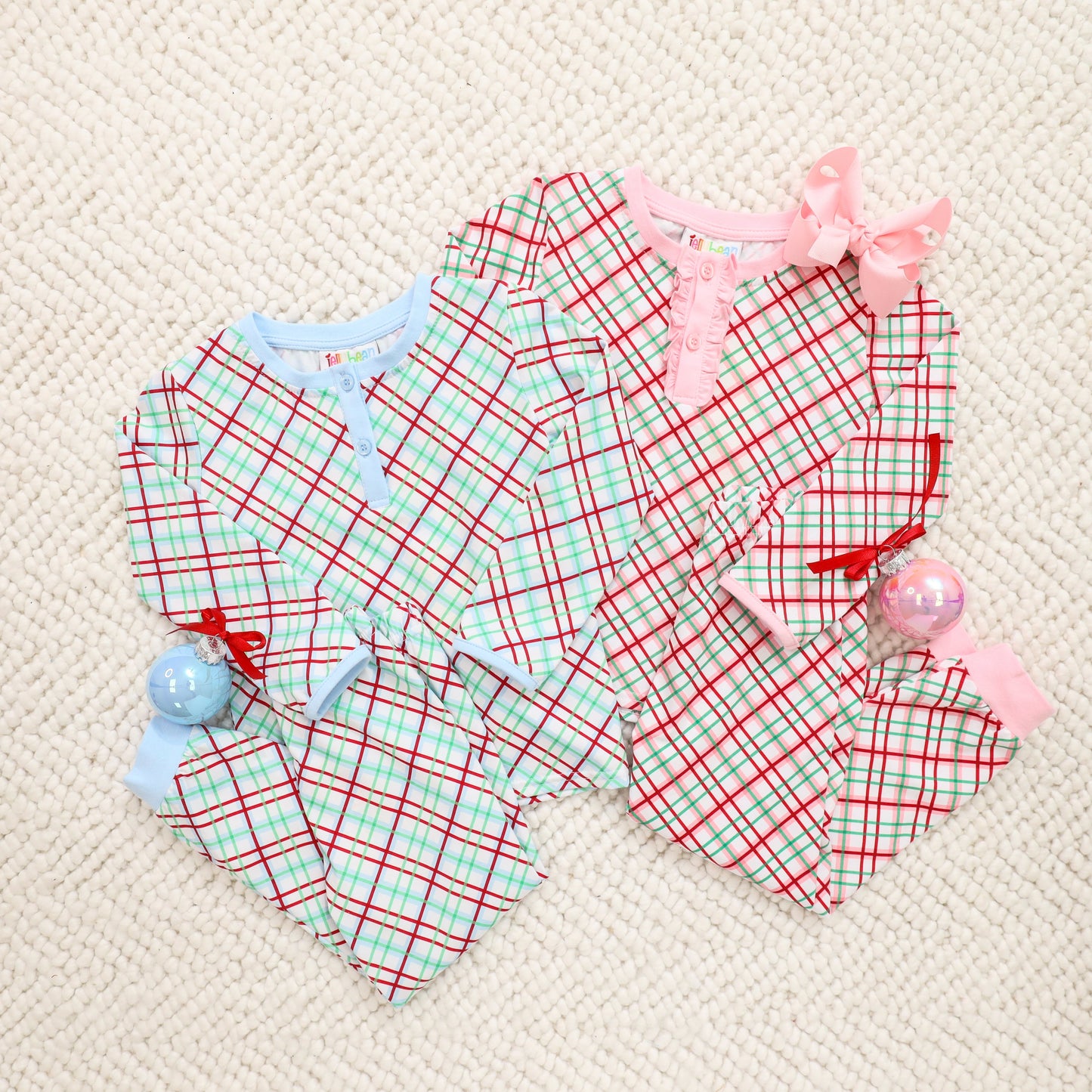 Blue Merry & Bright Christmas Plaid Set