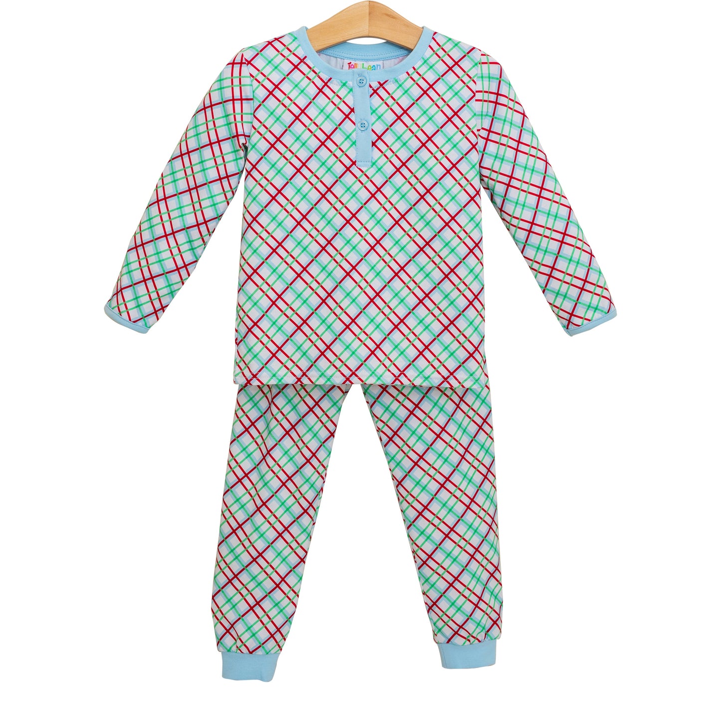 Blue Merry & Bright Christmas Plaid Set