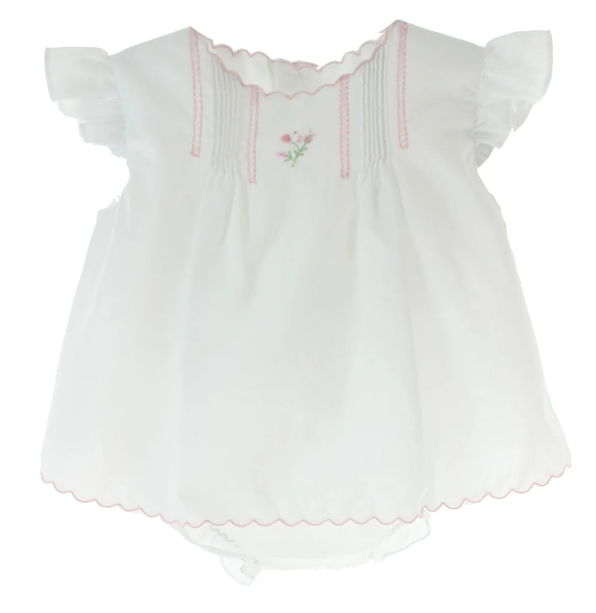 White Flower Embroidered Heirloom Diaper Set