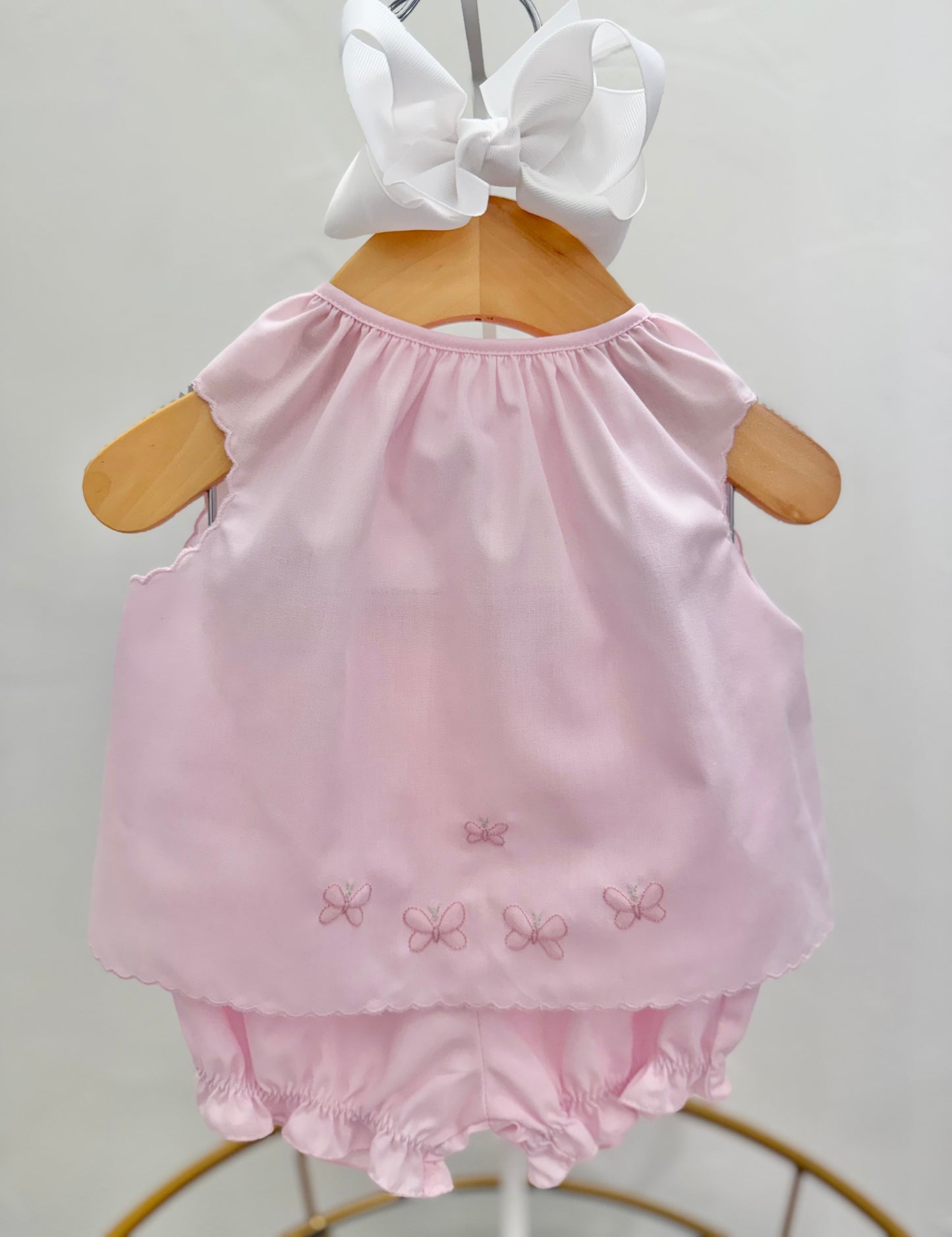 Pink Diaper Set w/ Embroidered Butterflies