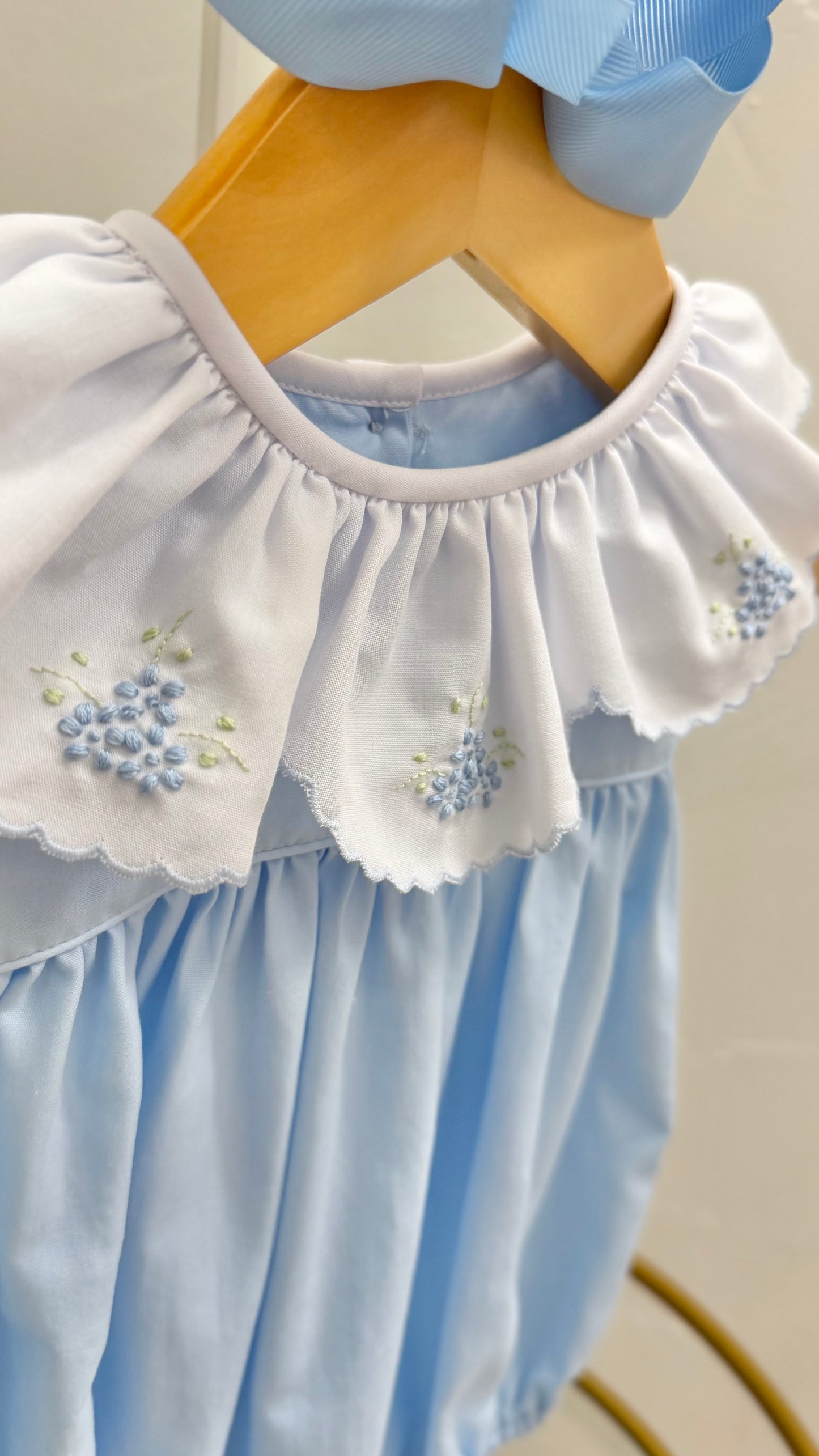 Blue Bubble w/ Embroidered Hydrangeas