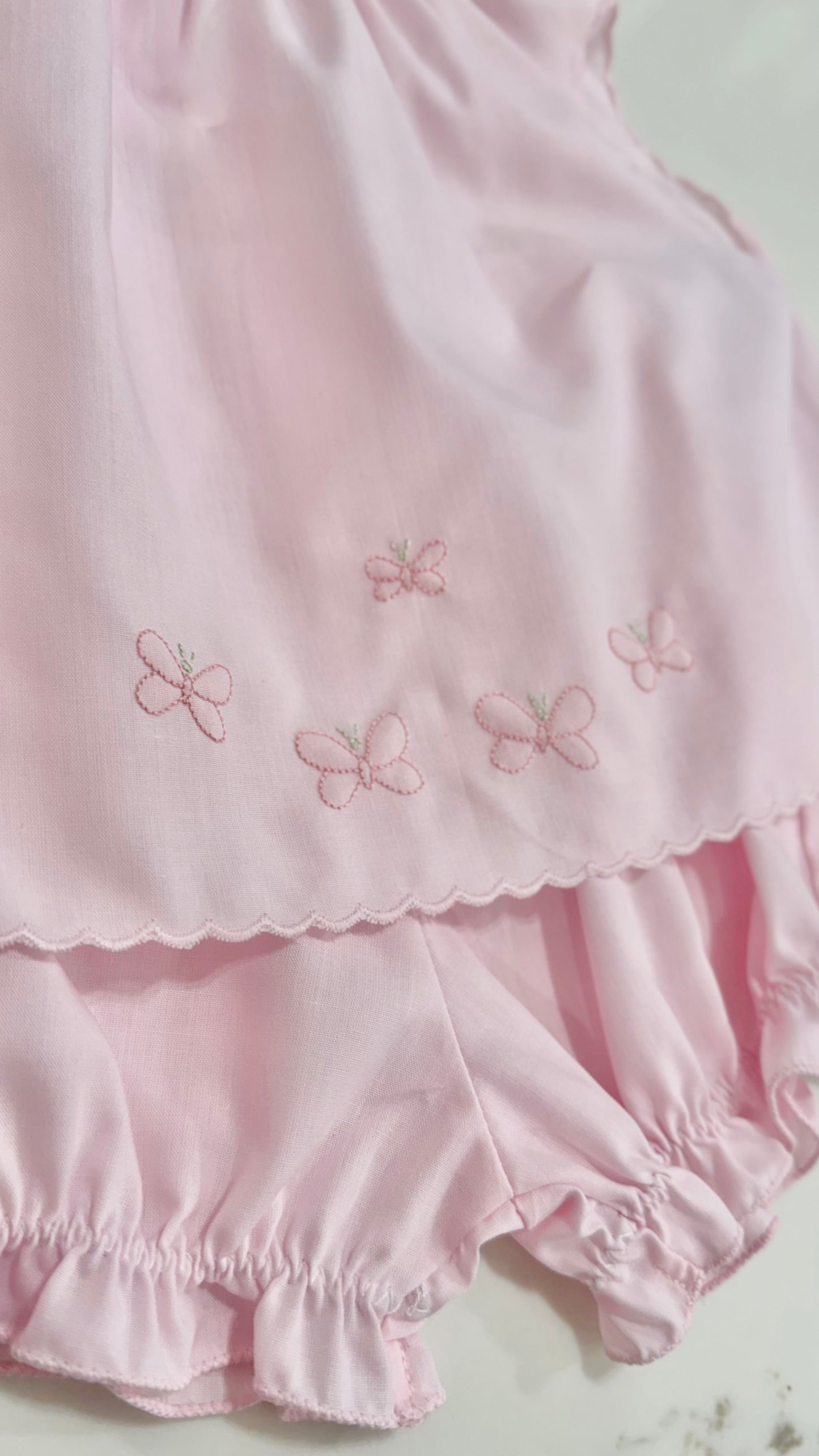 Pink Diaper Set w/ Embroidered Butterflies