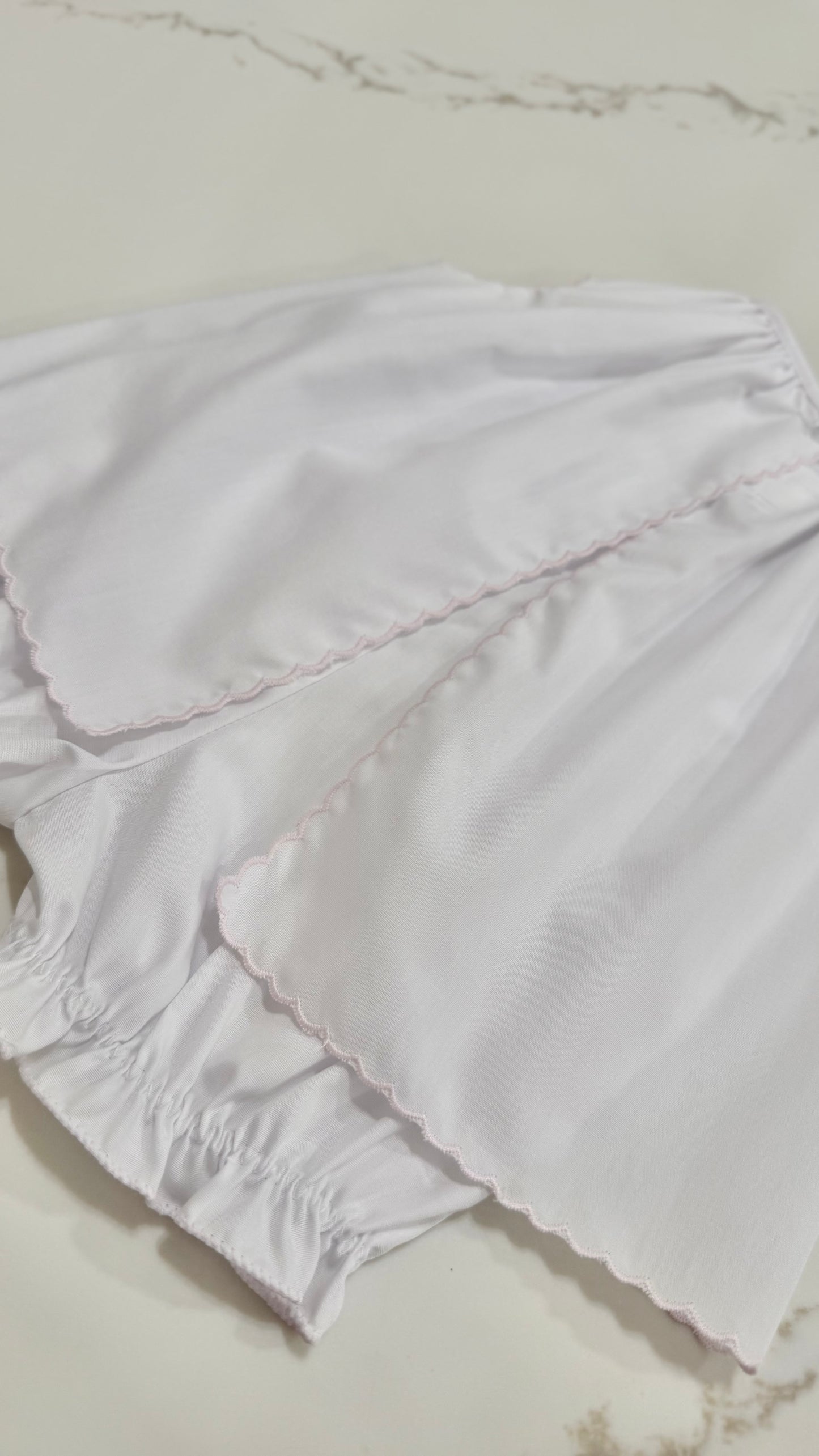 White Diaper Set w/ Embroidered Flowers