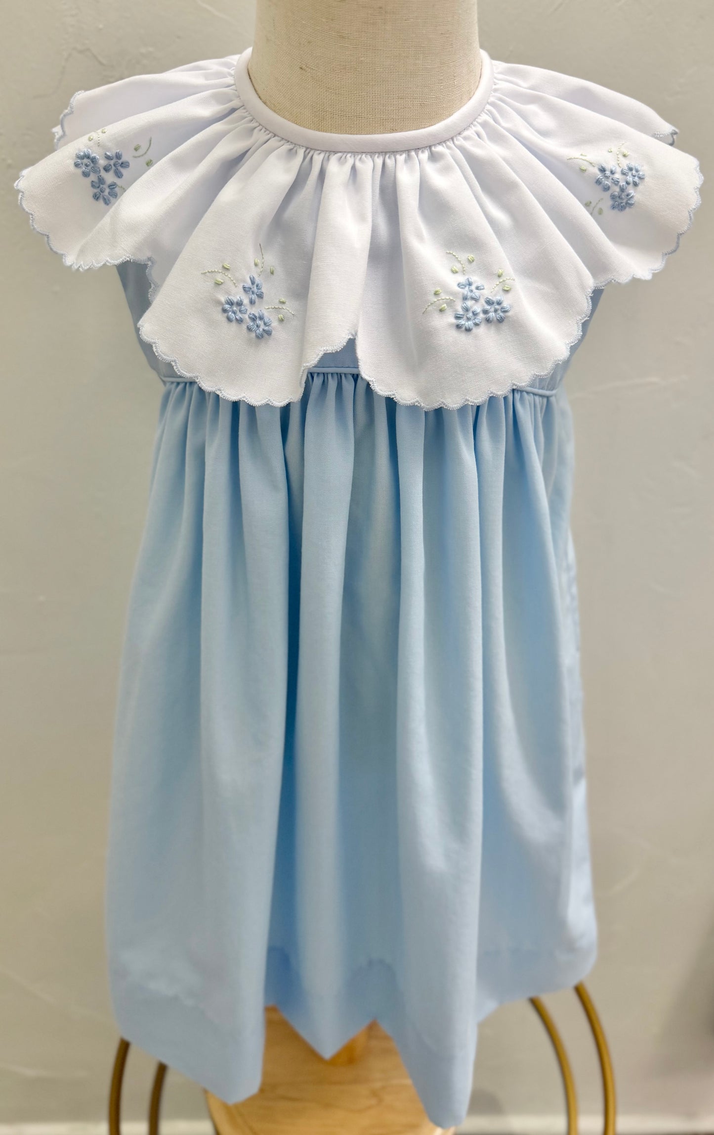 Blue Dress w/ Embroidered Hydrangeas