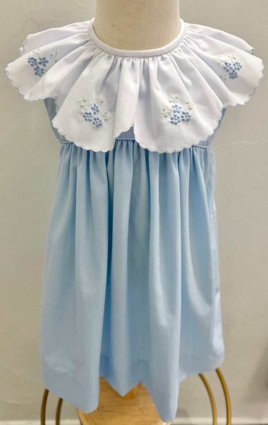 Blue Dress w/ Embroidered Hydrangeas
