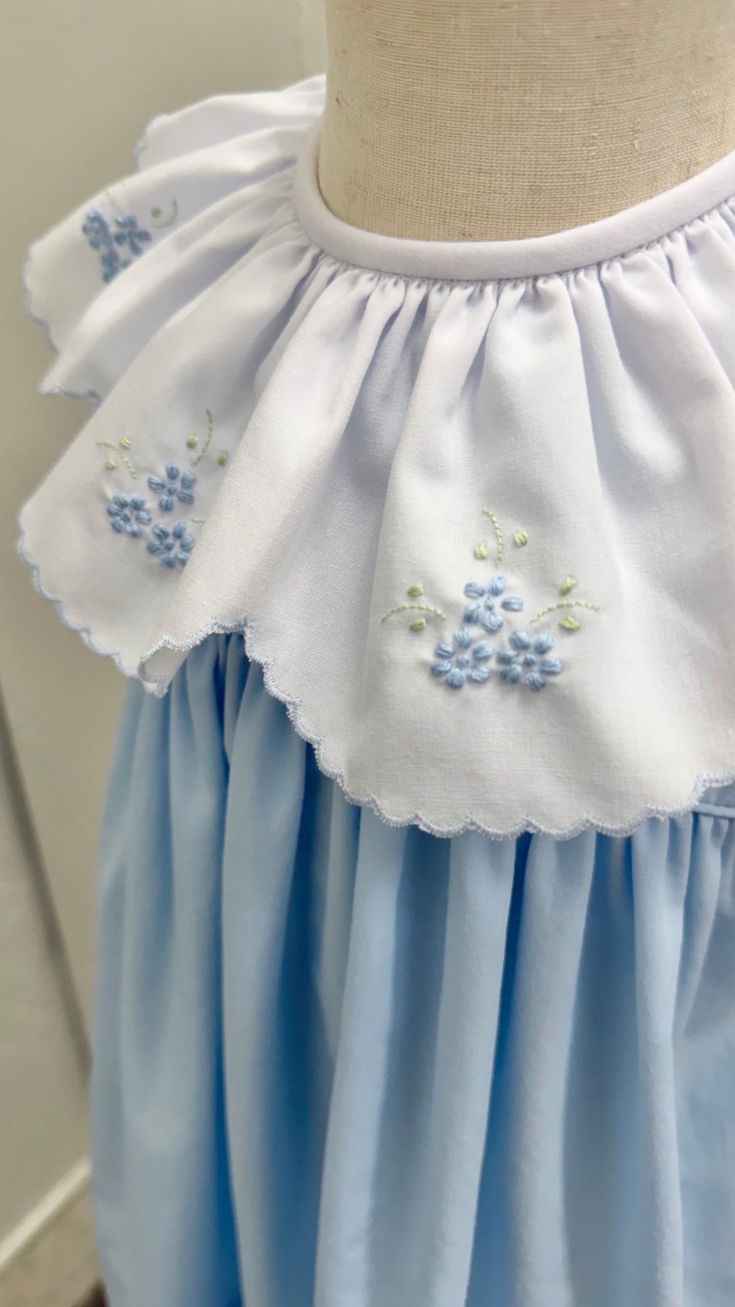 Blue Dress w/ Embroidered Hydrangeas