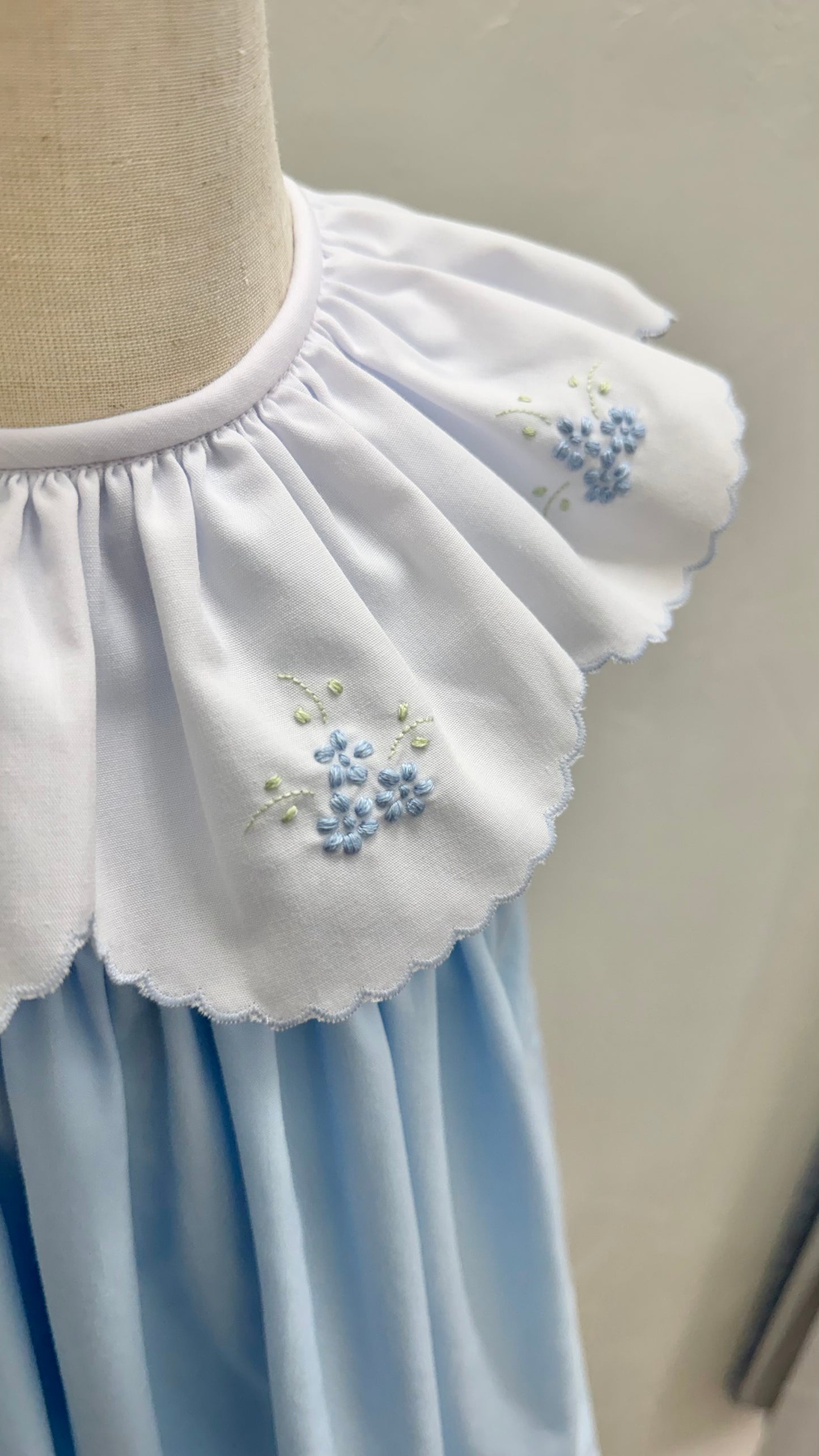 Blue Dress w/ Embroidered Hydrangeas