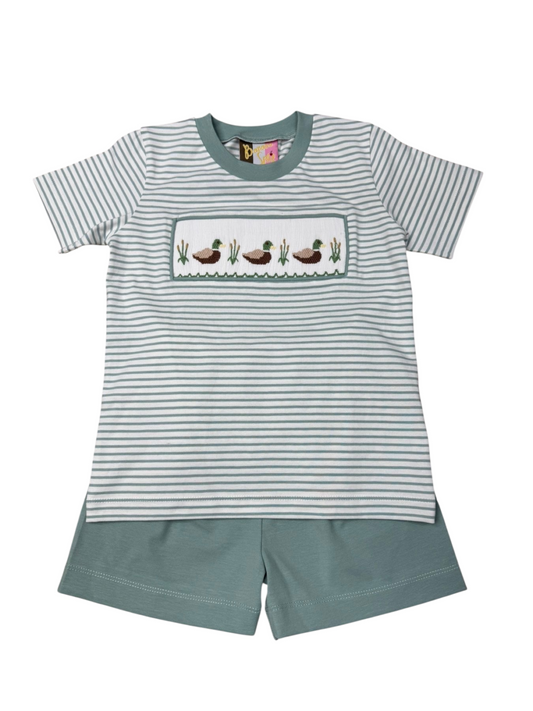 Mallard Duck Smocked Short Set