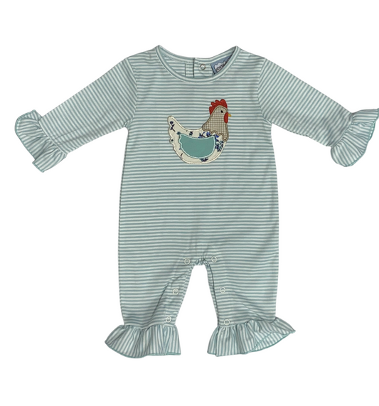 Girls Chicken Applique Romper