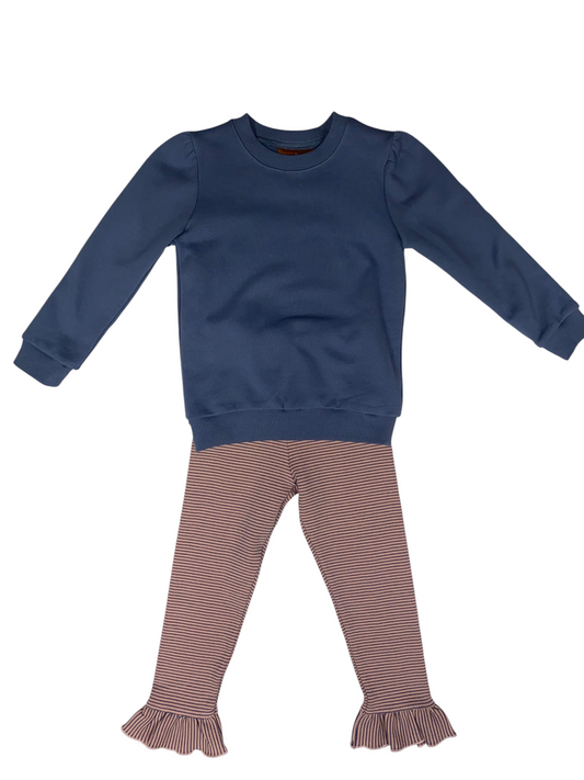 Adalynn Ruffle Pant Set – Blue