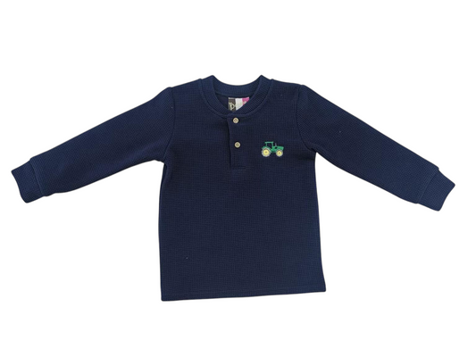 Navy Tractor Henley Shirt