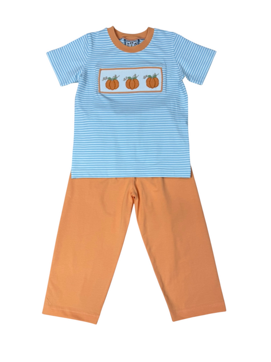 Boys Autumn Harvest Smocked Pant Set