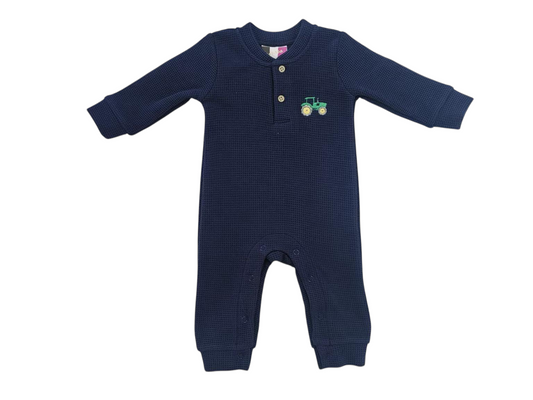 Navy Tractor Romper