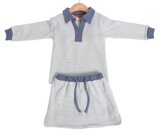 Isabelle Skort Set - Blue Stripe