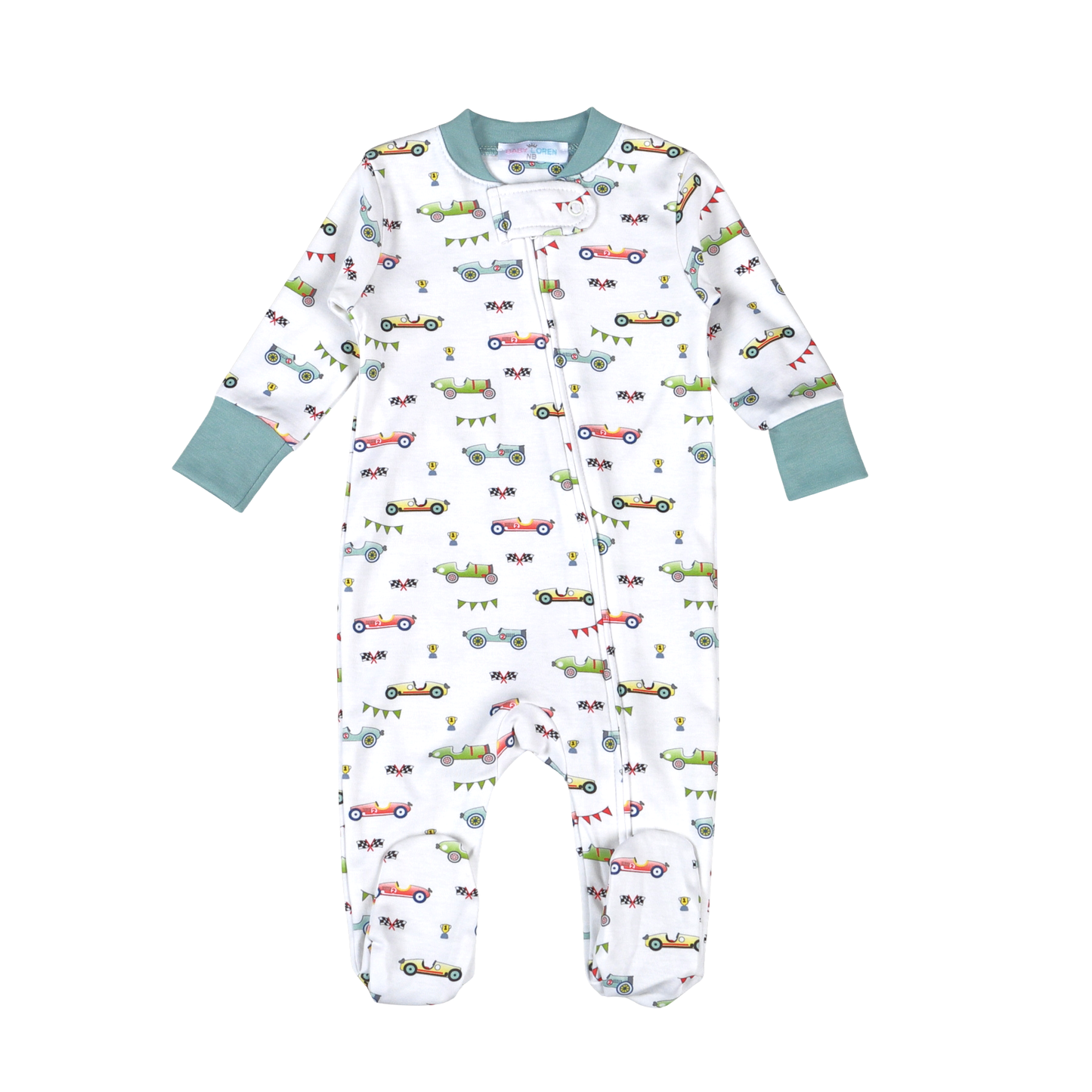 Racing Cars Pima Zipper Footie
