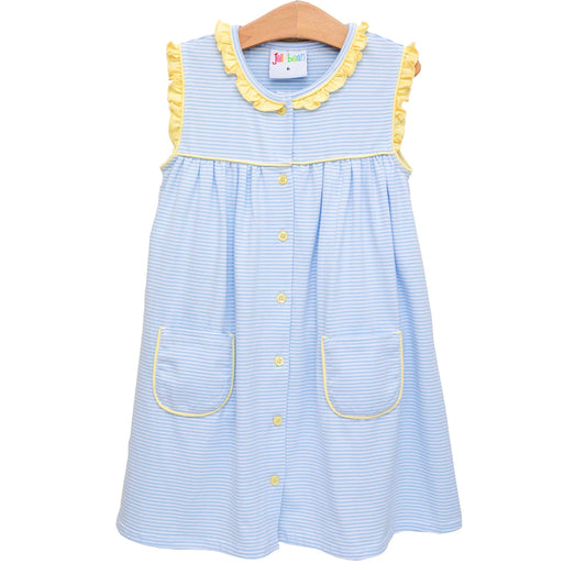 Harper Dress - Blue Stripe/Yellow