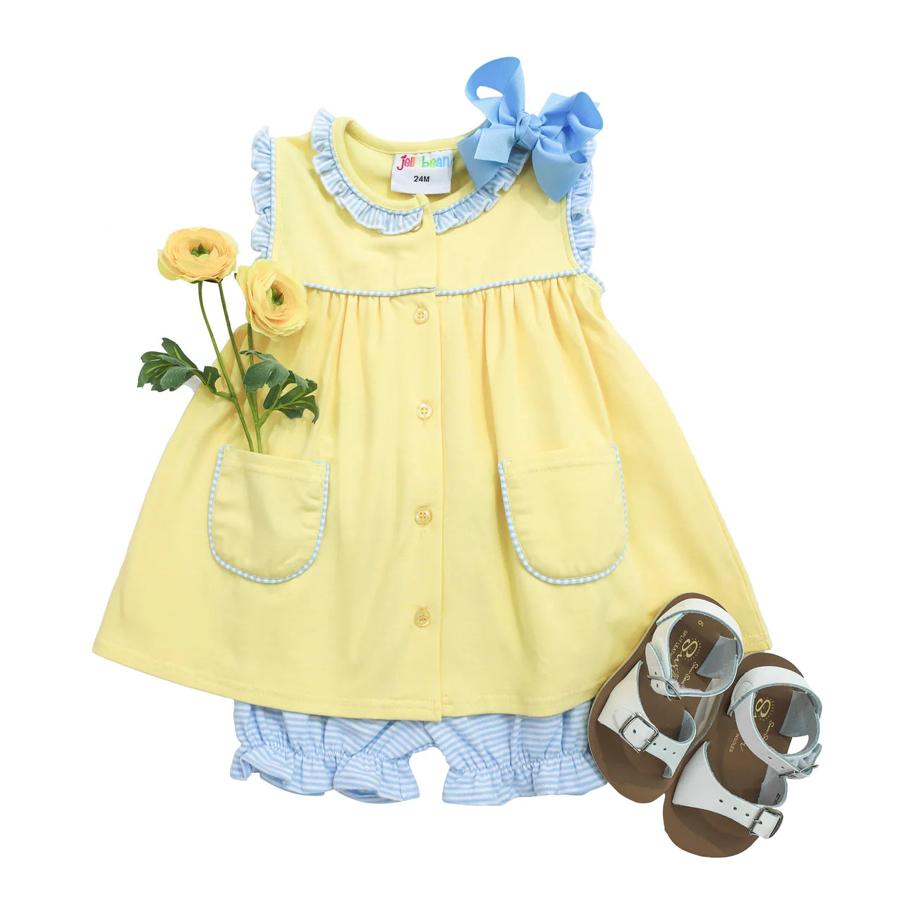 Harper Bloomer Set - Yellow/Blue Stripe