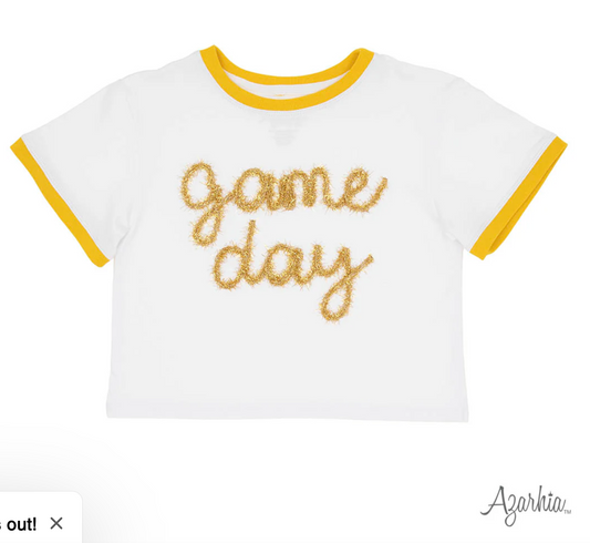 Tinsel Game Day Ringer Boxy T' Gold
