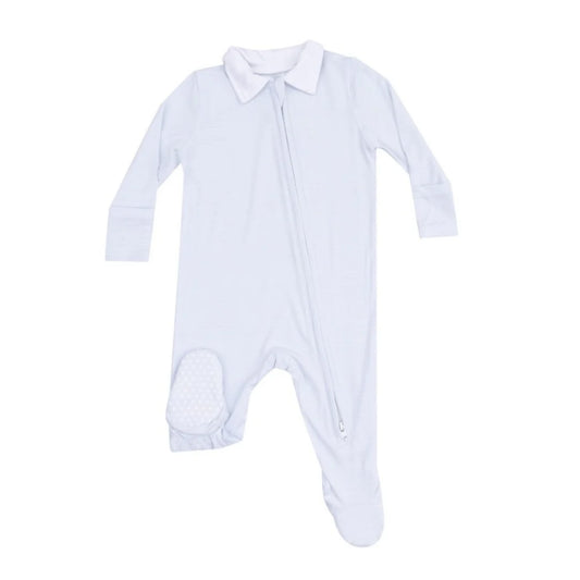 Classic Blue Stripe Polo 2 Way Zipper Footie