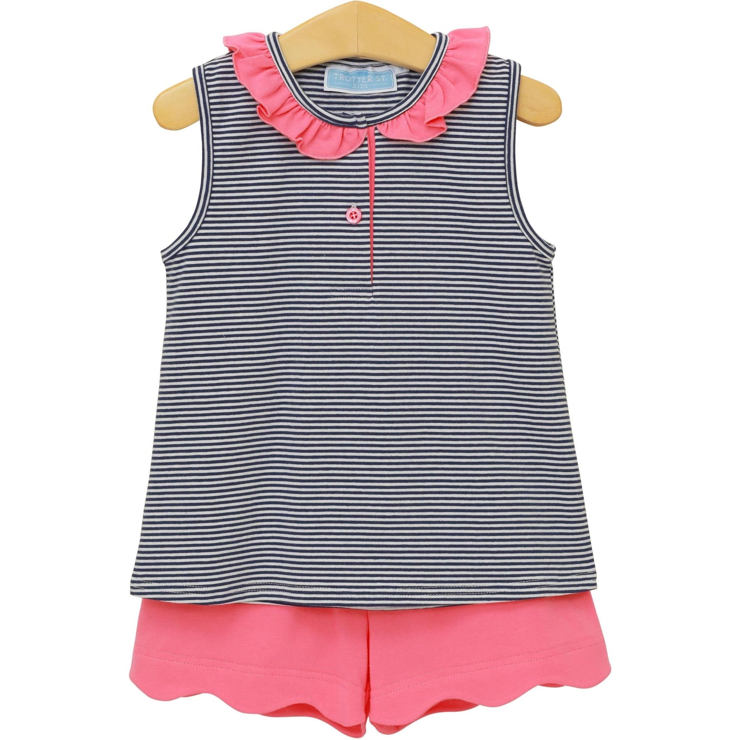 Nora Short Set- Navy Stripe/Pink