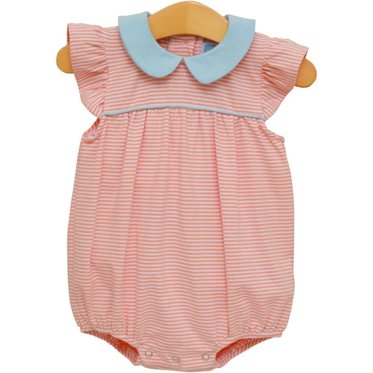 Genevieve Bubble- Coral Stripe/Light Blue