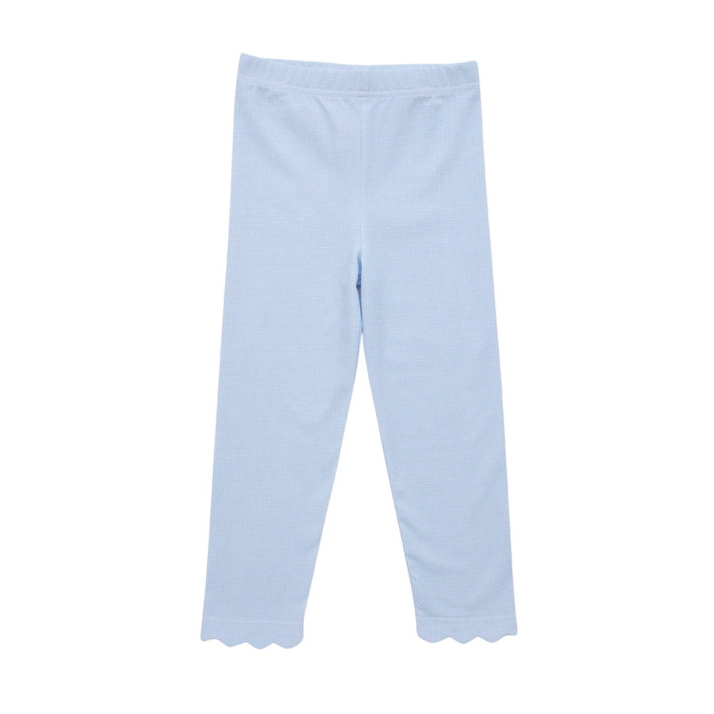 Scalloped Leggings- Light Blue Microgingham
