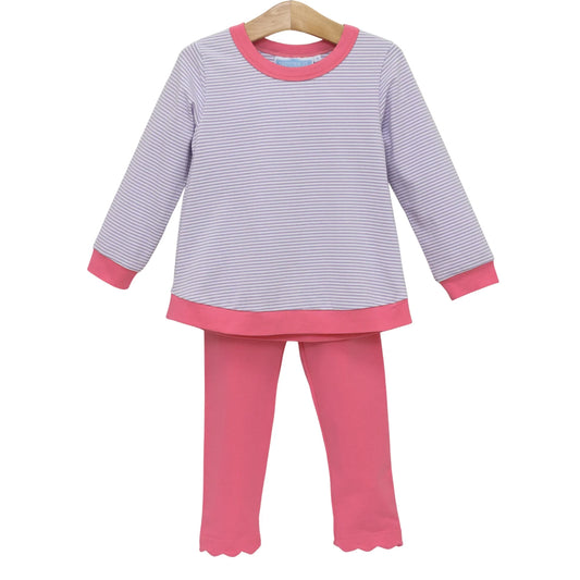 Reagan Pant Set- Lavender Stripe/Pink