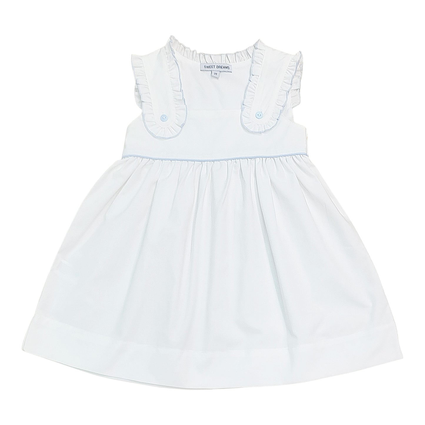 White w/ Blue Trim Dress