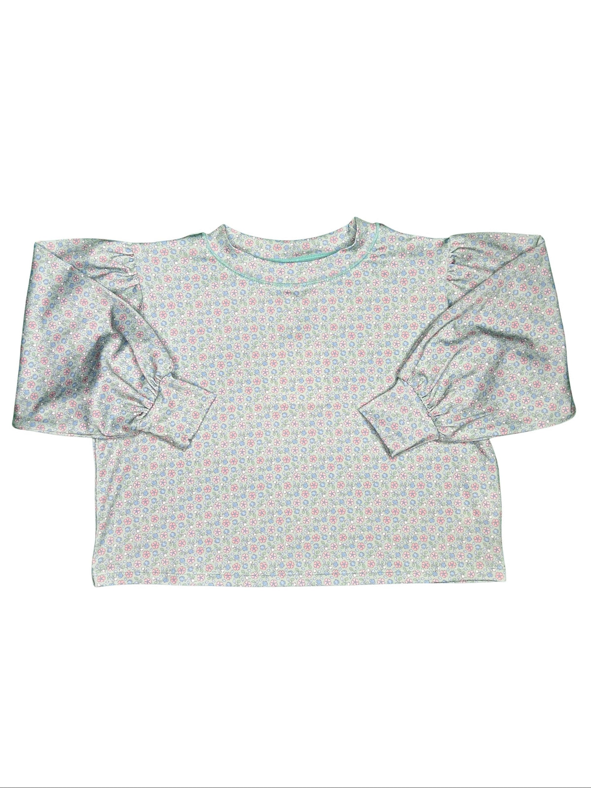 Puff Sleeve Top - Blue/Pink Floral