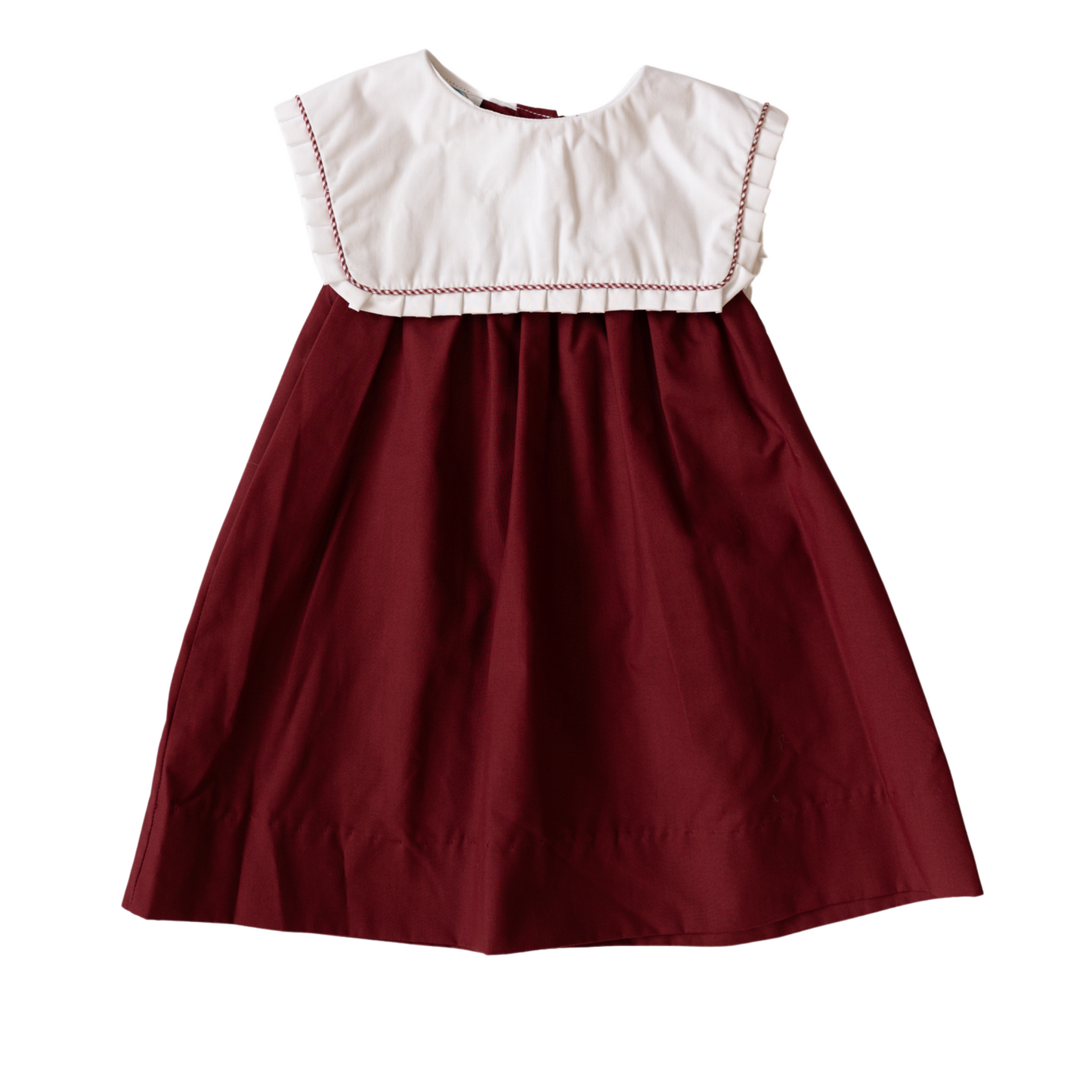 Maroon Dress with White Ruffle Collar