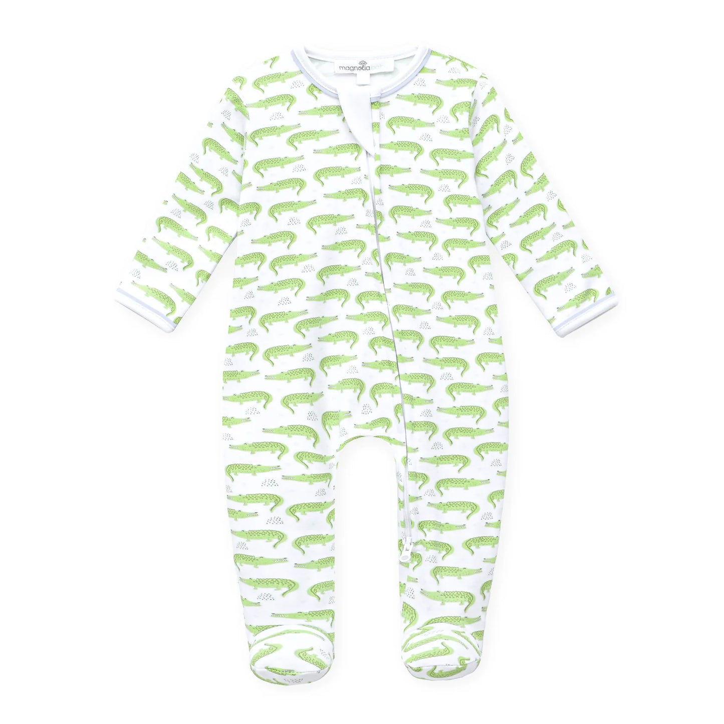 Bayou Baby Print Zip Footie - Light Blue