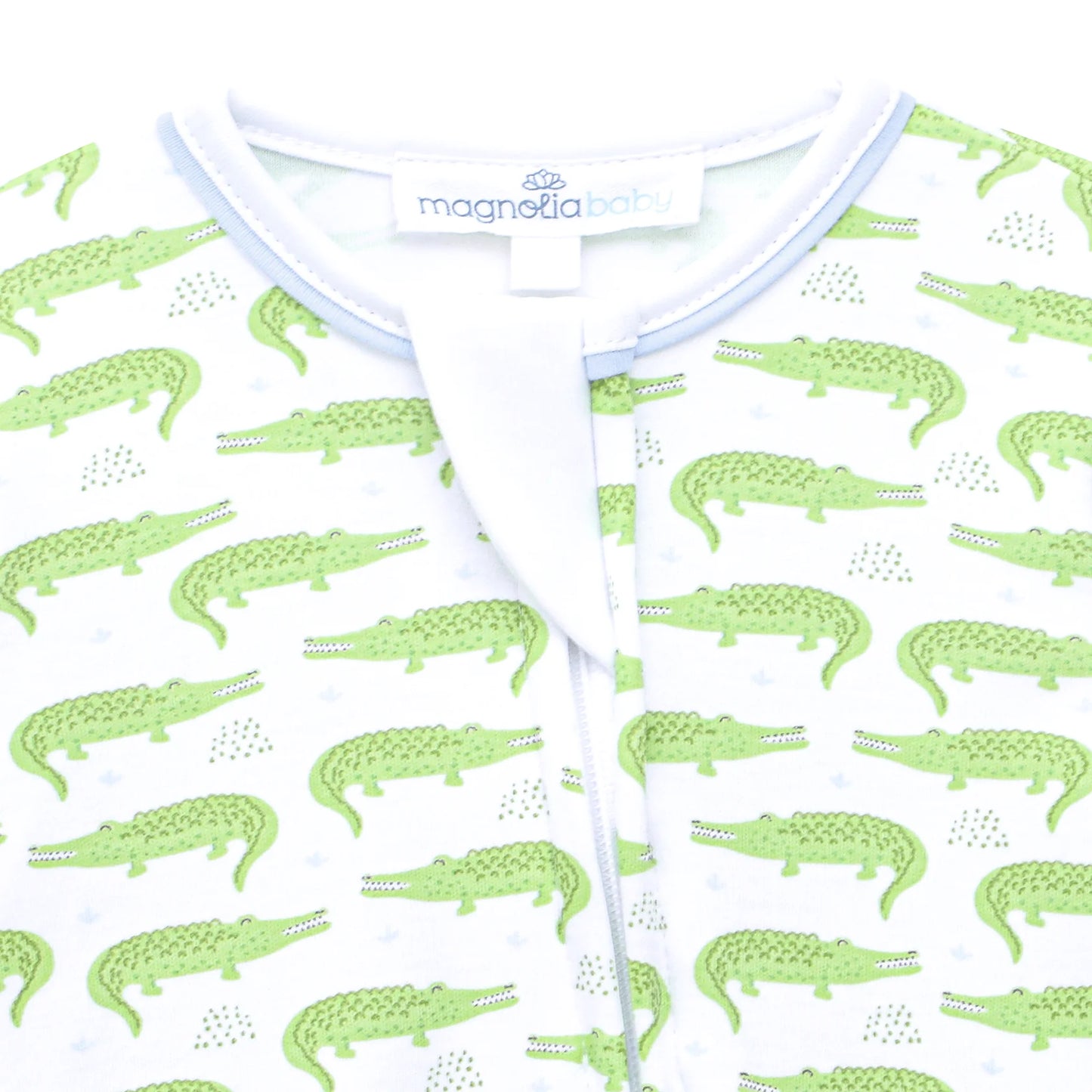 Bayou Baby Print Zip Footie - Light Blue