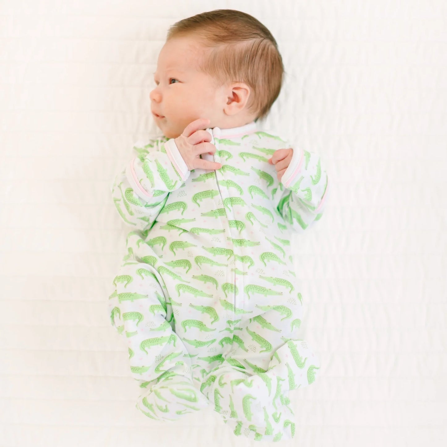 Bayou Baby Print Zip Footie - Light Blue