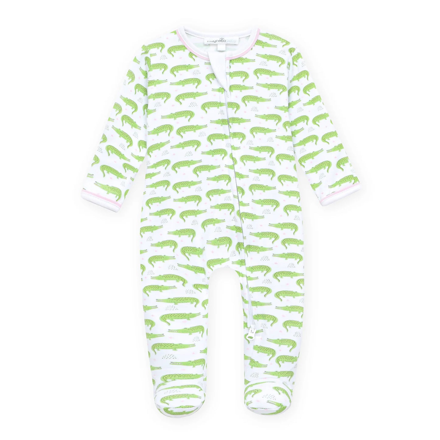 Bayou Baby Print Zip Footie - Pink