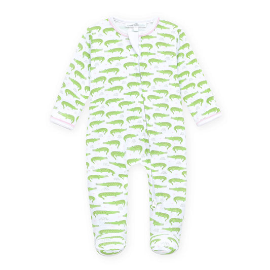 Bayou Baby Print Zip Footie - Pink