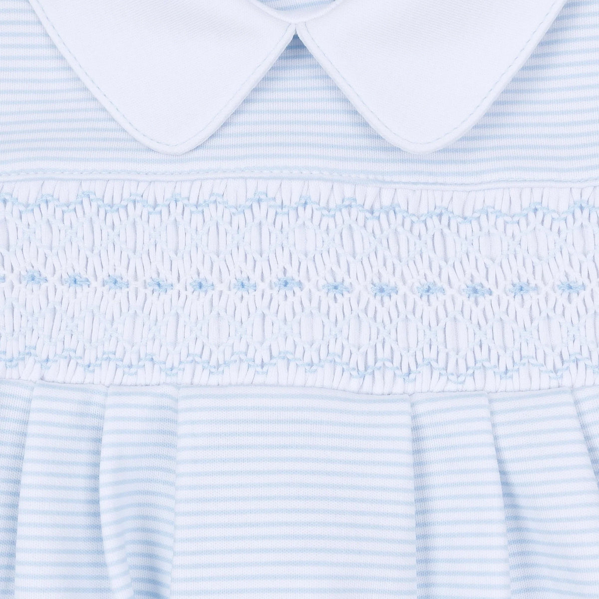 Benjamin Smocked Long Sleeve Bubble - Light Blue