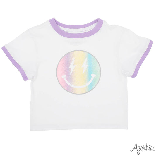 Glitter Pastel Rainbow Smiley Boxy T