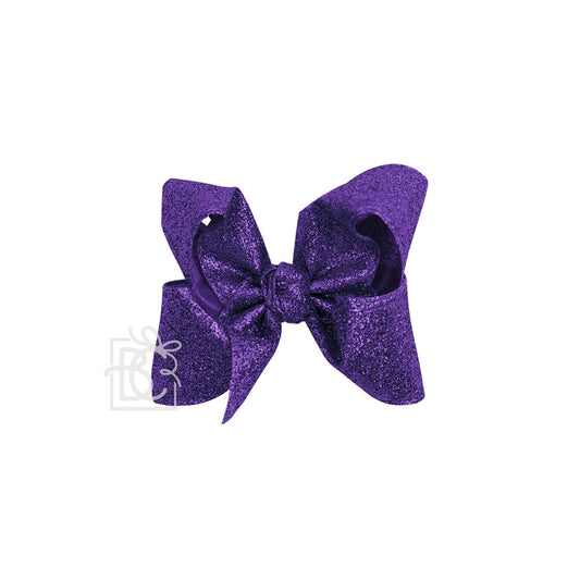 Purple Glitter Hair Bow 5.5"
