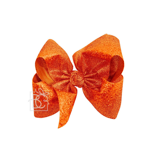 Orange Glitter Hair Bow 5.5"