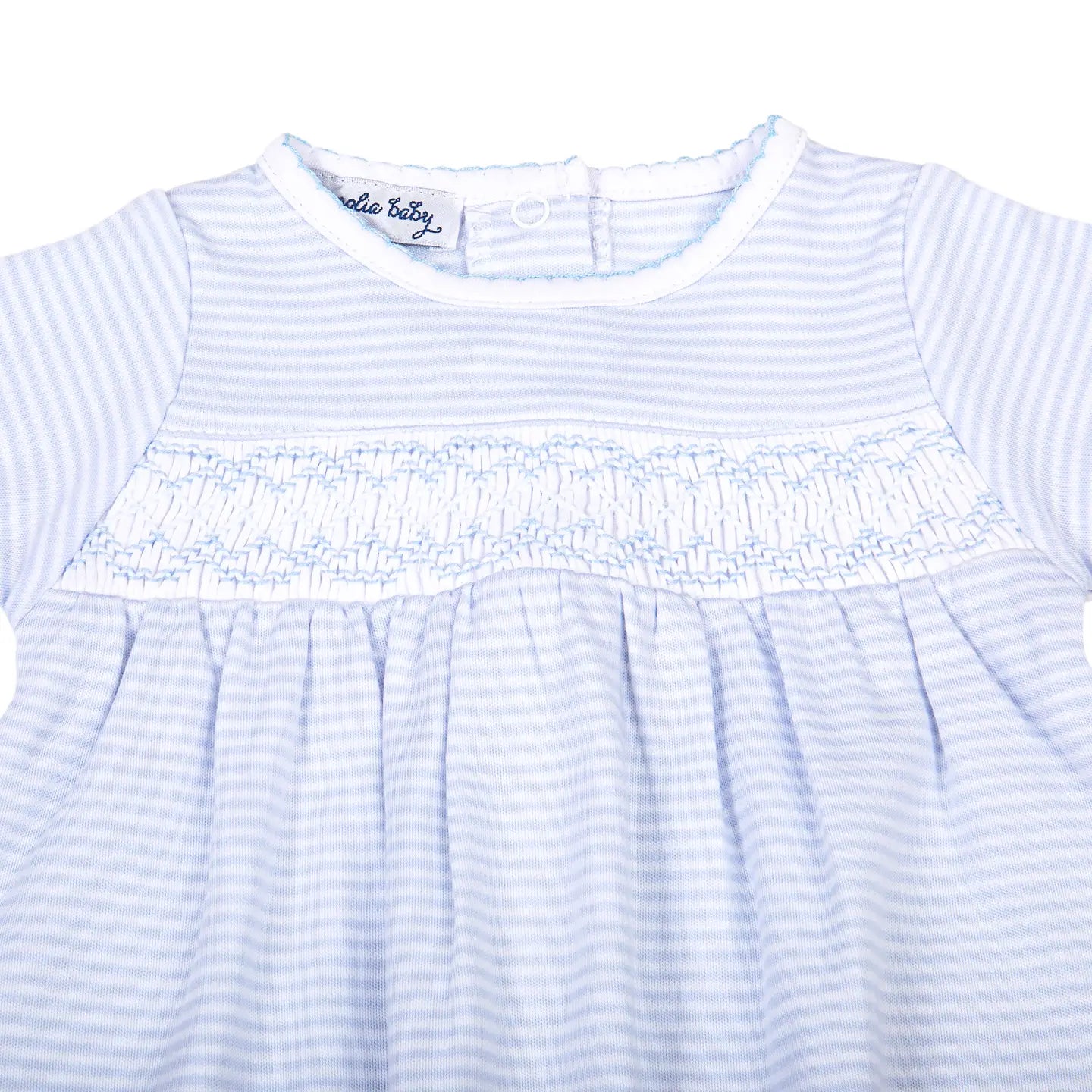 Blue Mini Stripes Smocked Gown