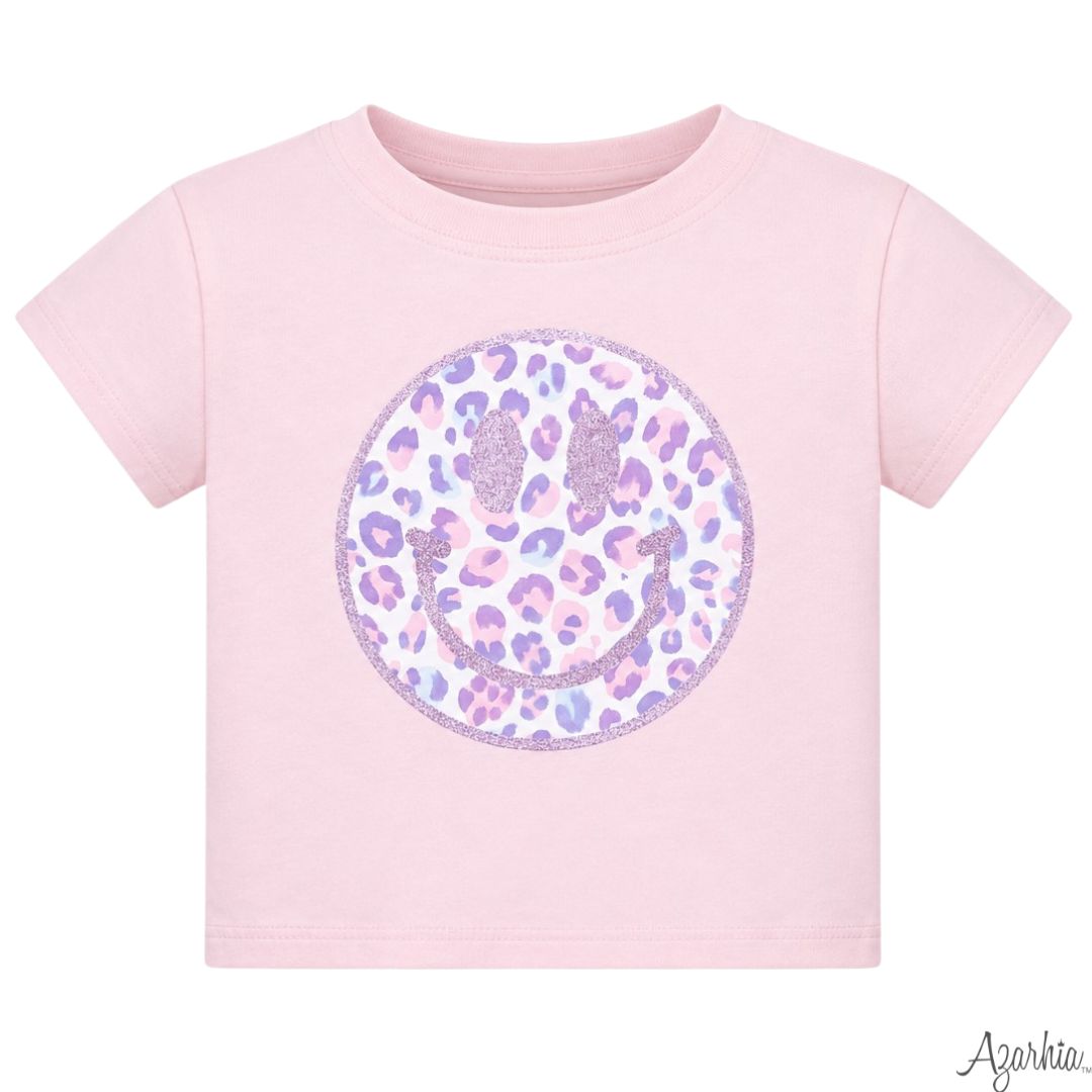 Glitter Leopard Love Smiley Pink Boxy