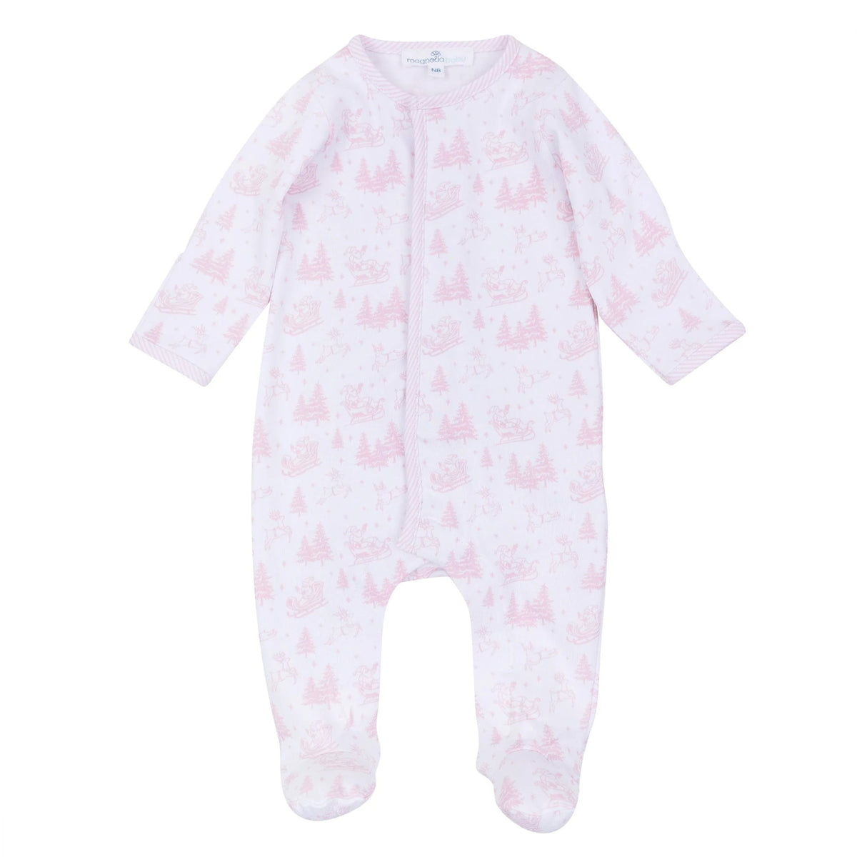 Holiday Toile Footie - Pink