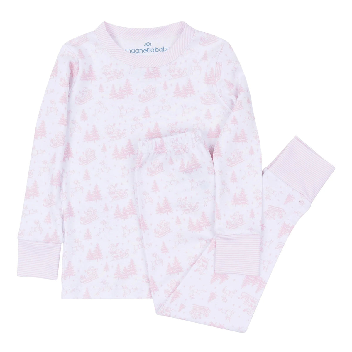 Holiday Toile Long Pajamas - Pink